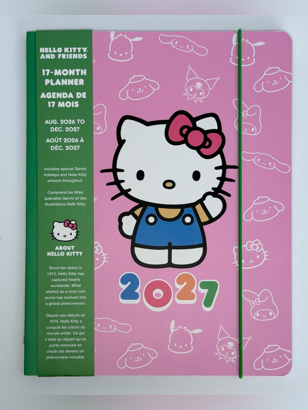Sanrio Hello Kitty 17-month 2026-2027 Slim Thin Planner (Pink/Green)